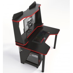Геймерский игровой стол ZEUS IVAR-2 черный+красный