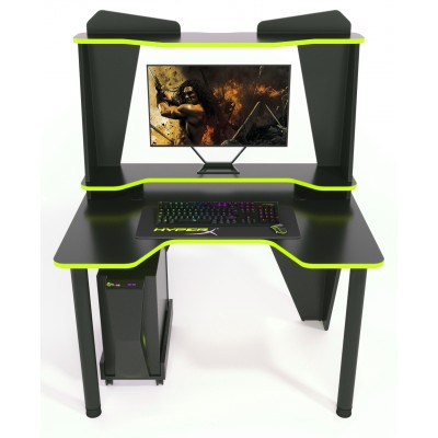 Геймерский игровой стол ZEUS IVAR-2 черный+зеленый фабрика Rasin