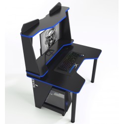 Геймерский игровой стол ZEUS IVAR-2 черный+синий