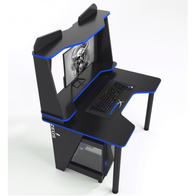 Геймерский игровой стол ZEUS IVAR-2 черный+синий фабрика Rasin