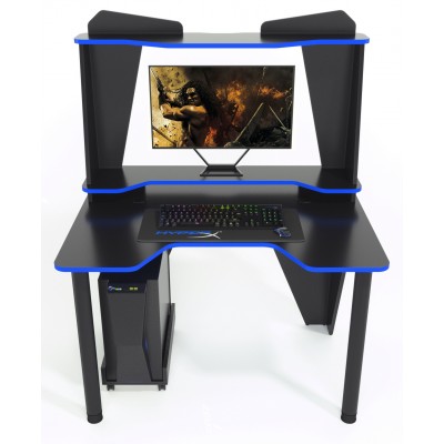 Геймерский игровой стол ZEUS IVAR-2 черный+синий фабрика Rasin Геймерский игровой стол ZEUS IVAR-2 черный+синий фабрика Rasin