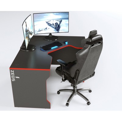 Геймерский игровой стол ZEUS TRON-2 черный+красный фабрика Rasin