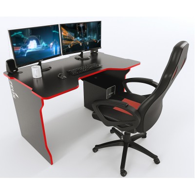 Геймерский игровой стол ZEUS TRON черный+красный фабрика Rasin