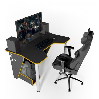 Геймерский игровой стол ZEUS IGROK-3 черный+желтый фабрика Rasin