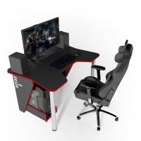 Геймерский игровой стол ZEUS IGROK-3 черный+красный