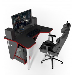 Геймерский игровой стол ZEUS IGROK-3 черный+красный