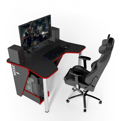 Геймерский игровой стол ZEUS IGROK-3 черный+красный фабрика Rasin
