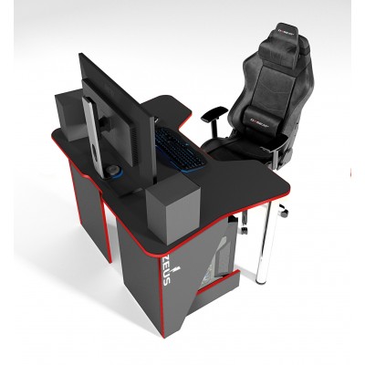 Геймерский игровой стол ZEUS IGROK-3 черный+красный фабрика Rasin