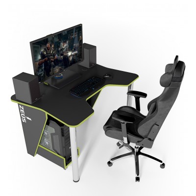 Геймерский игровой стол ZEUS IGROK-3 черный+зеленый фабрика Rasin