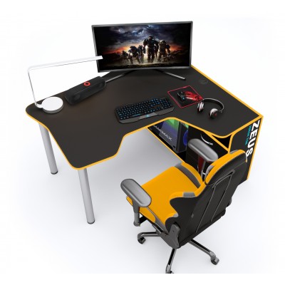 Геймерский игровой стол ZEUS IGROK-TOR черный+оранж фабрика Rasin