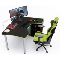 Геймерский игровой стол ZEUS IGROK-TOR черный+зеленый
