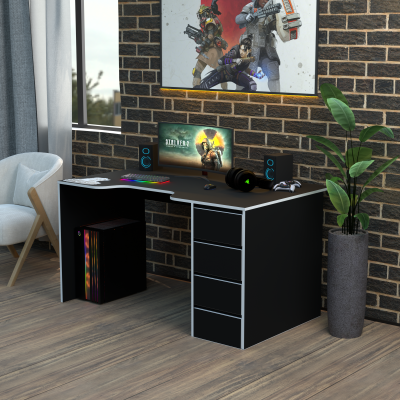 Геймерский игровой стол Rasin RS-33 черный+белый фабрика Rasin